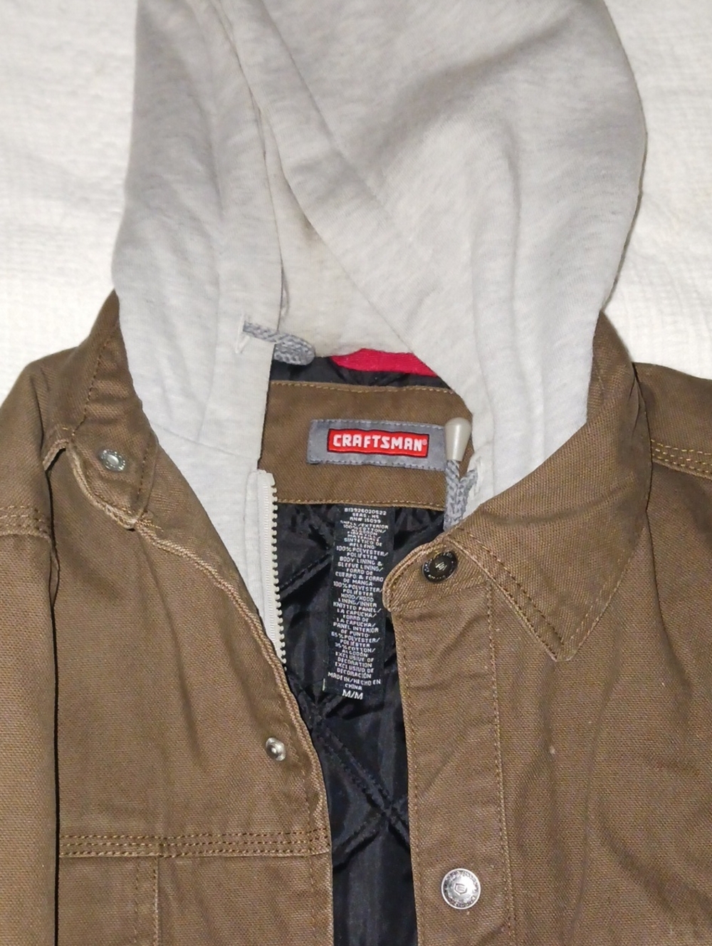 Craftsman Brown Hooded Shirt Jacket with White Hood
